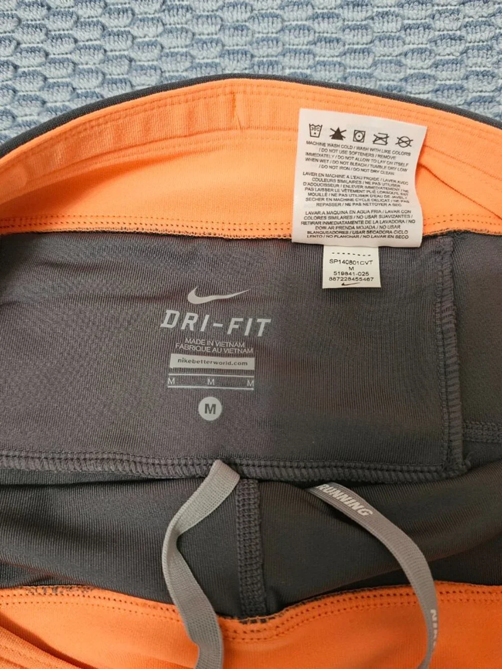 Nike Dri-FIT Women's Gray & Orange Running Capri Leggings - Size Medium - Picture 4 of 7